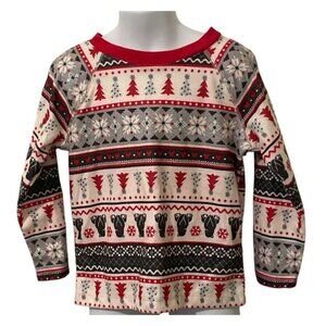 Cuddl Duds Boys Fair Isle Flannel Pajama Top Size XS 4/5 Long Sleeve